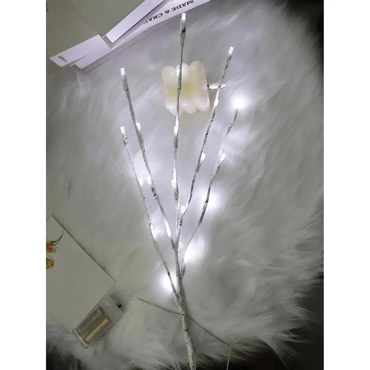 Branche de bouleau blanche, 1 pièce, lumières festives LED à piles pour fête de noël, décoration de mariage, brindille, lumières extérieures