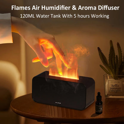 Diffuseur d'arôme Mini humidificateur d'air à 7 flammes colorées, ajout d'huile essentielle d'aromathérapie avec réglage de synchronisation pour la maison, la chambre à coucher et le bureau