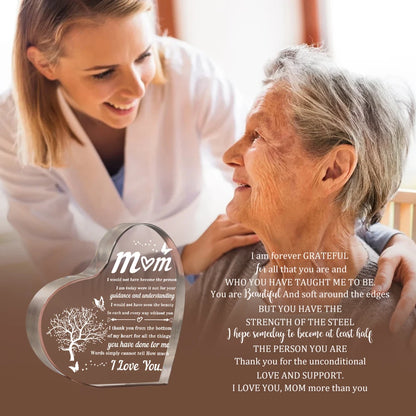 Coeur transparent acrylique ornements décorations cadeau pour ma maman cadeau d'anniversaire de famille souvenir pour ma mère cadeau X075