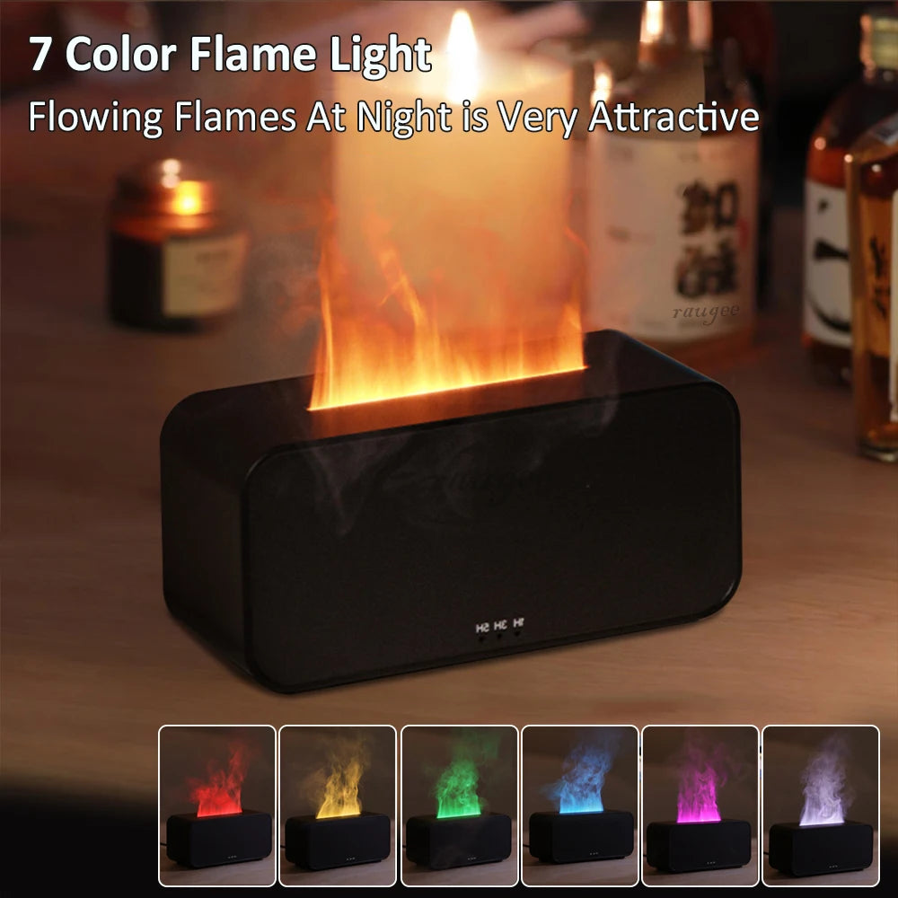 Diffuseur d'arôme Mini humidificateur d'air à 7 flammes colorées, ajout d'huile essentielle d'aromathérapie avec réglage de synchronisation pour la maison, la chambre à coucher et le bureau