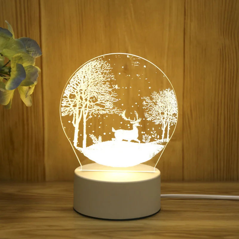 Amour romantique 3D acrylique lampe à LED pour la maison veilleuse pour enfants lampe de Table décor de fête d'anniversaire lampe de chevet de la saint-valentin