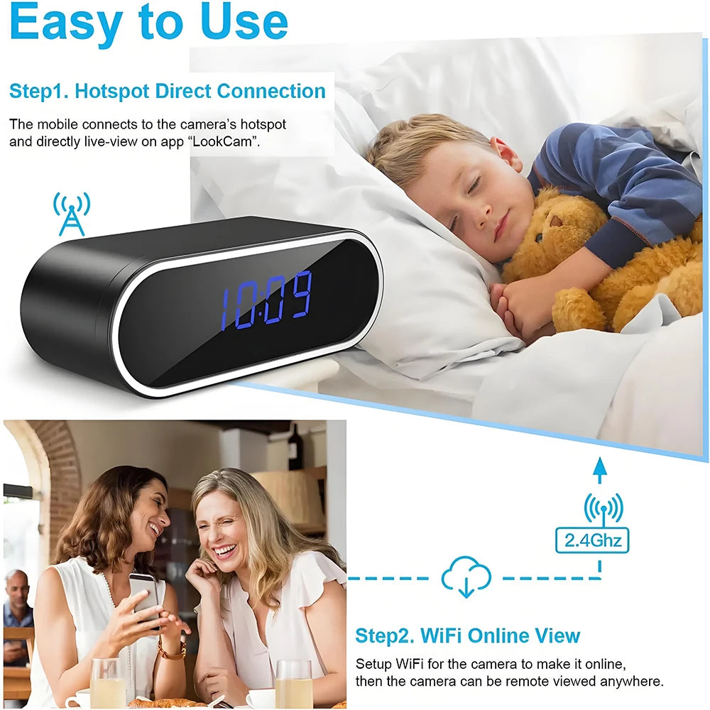 Mini Caméra Spy pour Smart Home - Caméra Wi-Fi HD 1080P Dissimulée, Vision Nuit, Détection Mouvement. Parfaite pour Sécurité, Bébés ou Animaux.