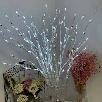 Branche de bouleau blanche, 1 pièce, lumières festives LED à piles pour fête de noël, décoration de mariage, brindille, lumières extérieures