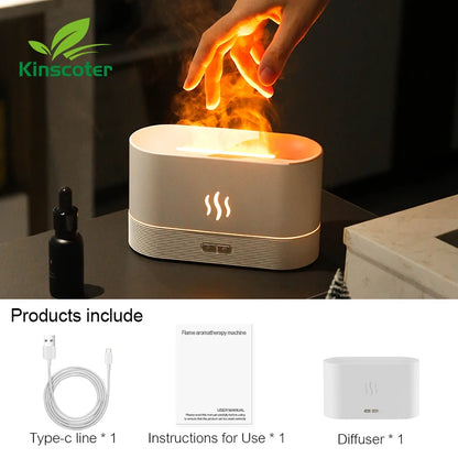 Kinscoter – diffuseur d'arôme, humidificateur d'air ultrasonique, brumisateur d'huile essentielle Led, lampe à flamme