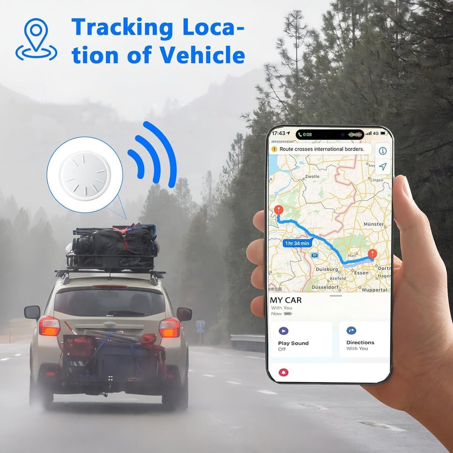 GPS Tracker for Vehicles, 2PCS Mini GPS Tracker with Magnetic Case, Work with Find My (Ios Only), No Monthly Fee Car GPS Tracker (Black)